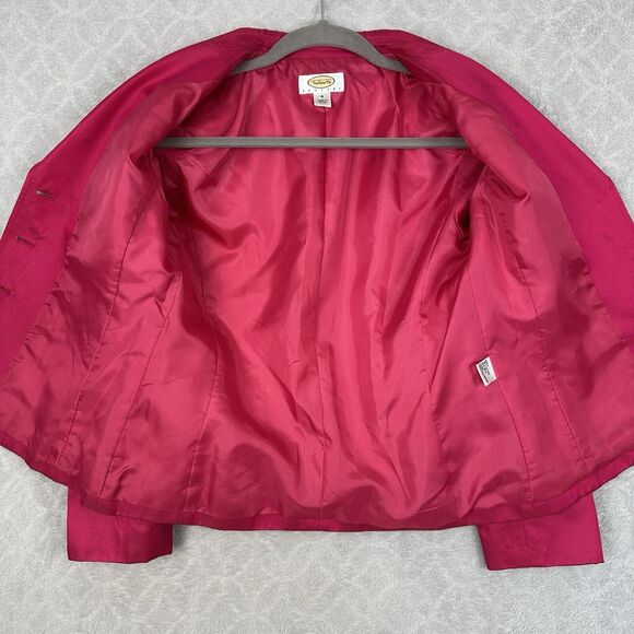 Vtg Talbots Silk Blend Blazer Women 4P Hot Pink Gem Button Career Old Money Chic - Picture 7 of 16